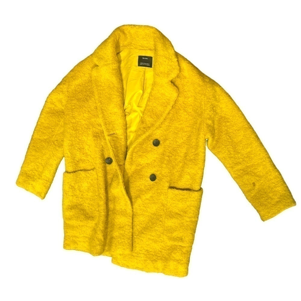 Fuzzy Yellow Bershka Winter Coat